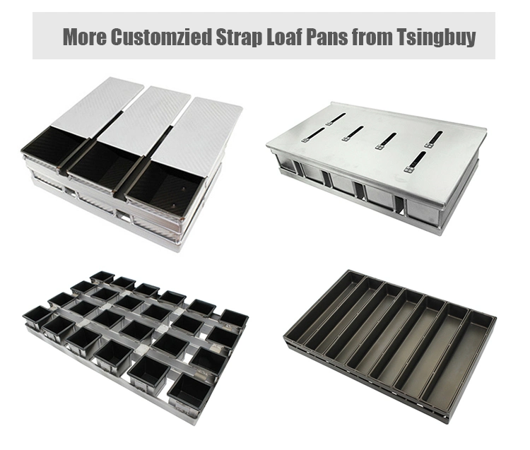 Custom Made Bakeware 5 Cavities Aluminium Alusteel Non Stick Corrugated Toast Sandwich Bread Loaf Baking Pan with Lid