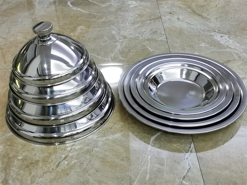 Wholesale Restaurant Hotel Cookware Full Sizes Stackable Silver Stainless Steel Paella Pan