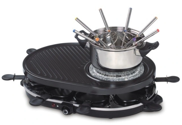 3 in 1 Raclette with Hot Stone, Grill Pan, Fondue
