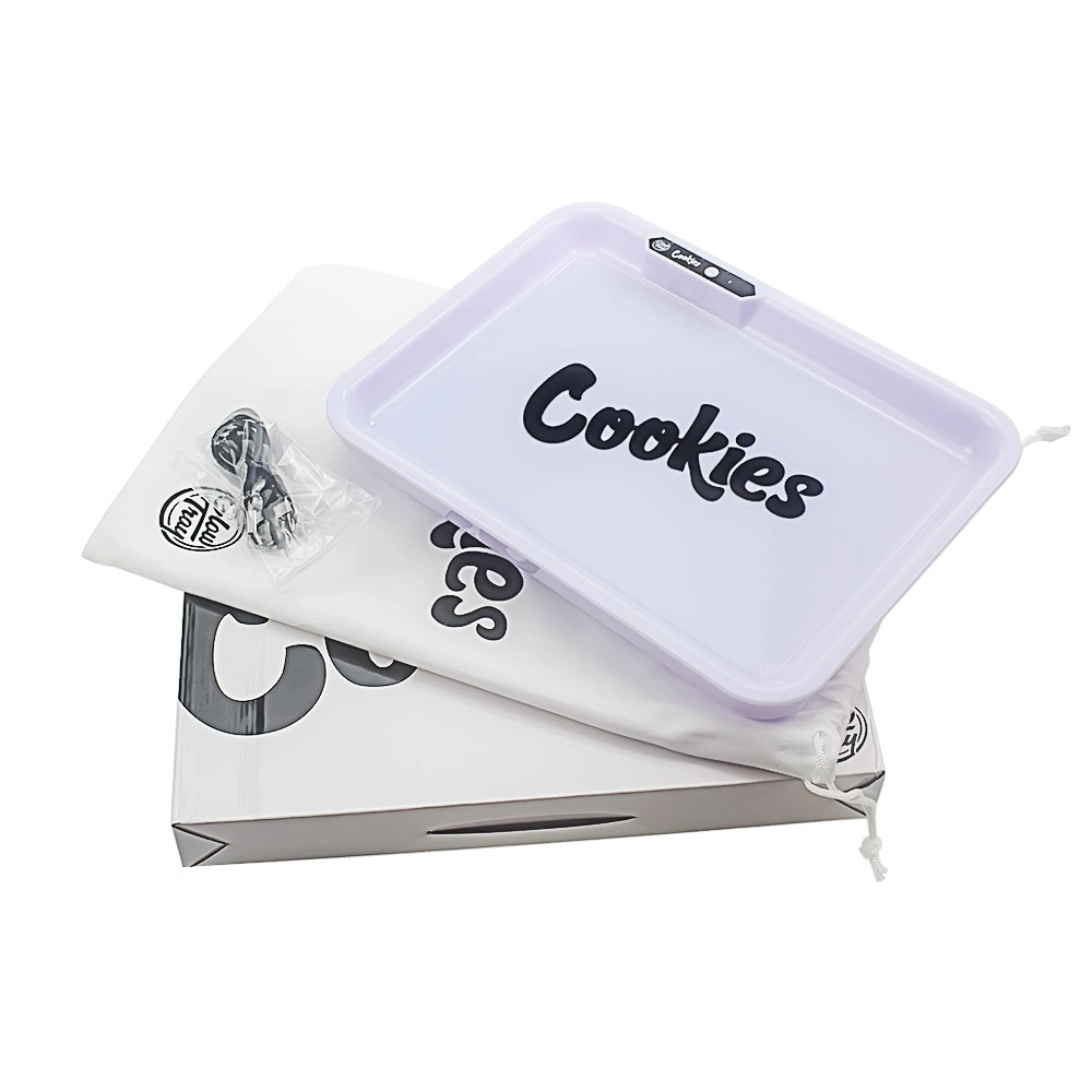 Colorful White Cigarette Ash Glowing Cookies Joint Magnetic Lid Blunt Modern Tobacco LED Rolling Trays with Speaker