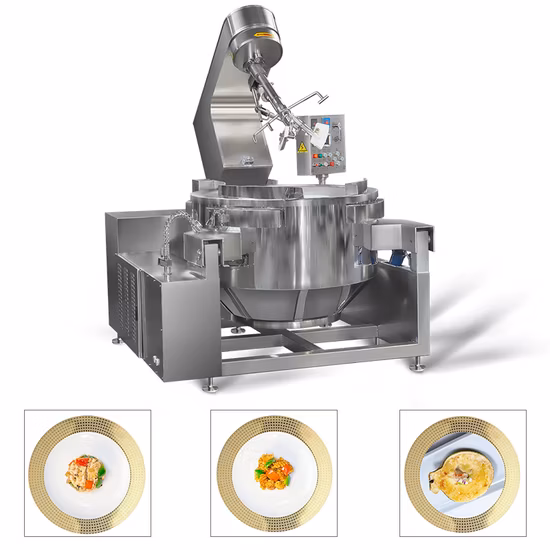 Restaurant Commercial Automatic Multi Function Planetary Tilting Curry Chili Bean Paste Mixing Making Electric Gas Steam Chipotle Sauce Cooking Wok
