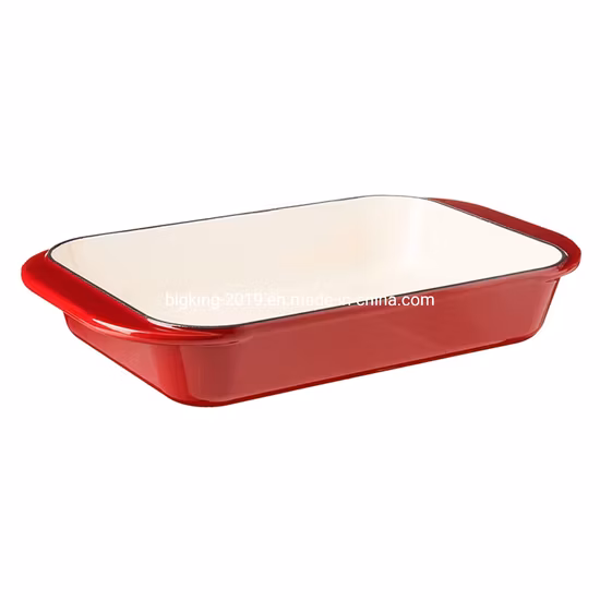 2.9 Qt Enameled Cast Iron Rectangular Roaster, Casserole Dish, Lasagna Pan, Deep Roasting Pan, for Cooking and Baking